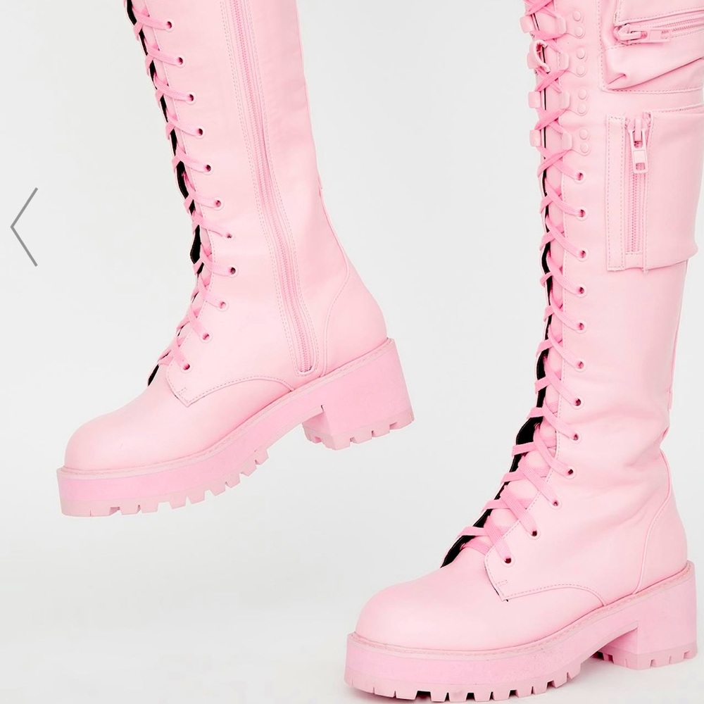Dollz Kill Bubblegum Pink combat boots